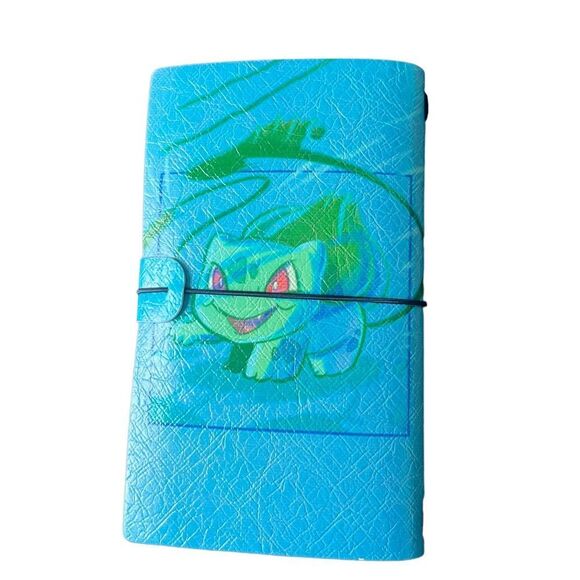 Bulbasaur Pokémon Blue & Green Faux Leather Reusable Travelers Notebook 8x4.5” - Picture 2 of 9